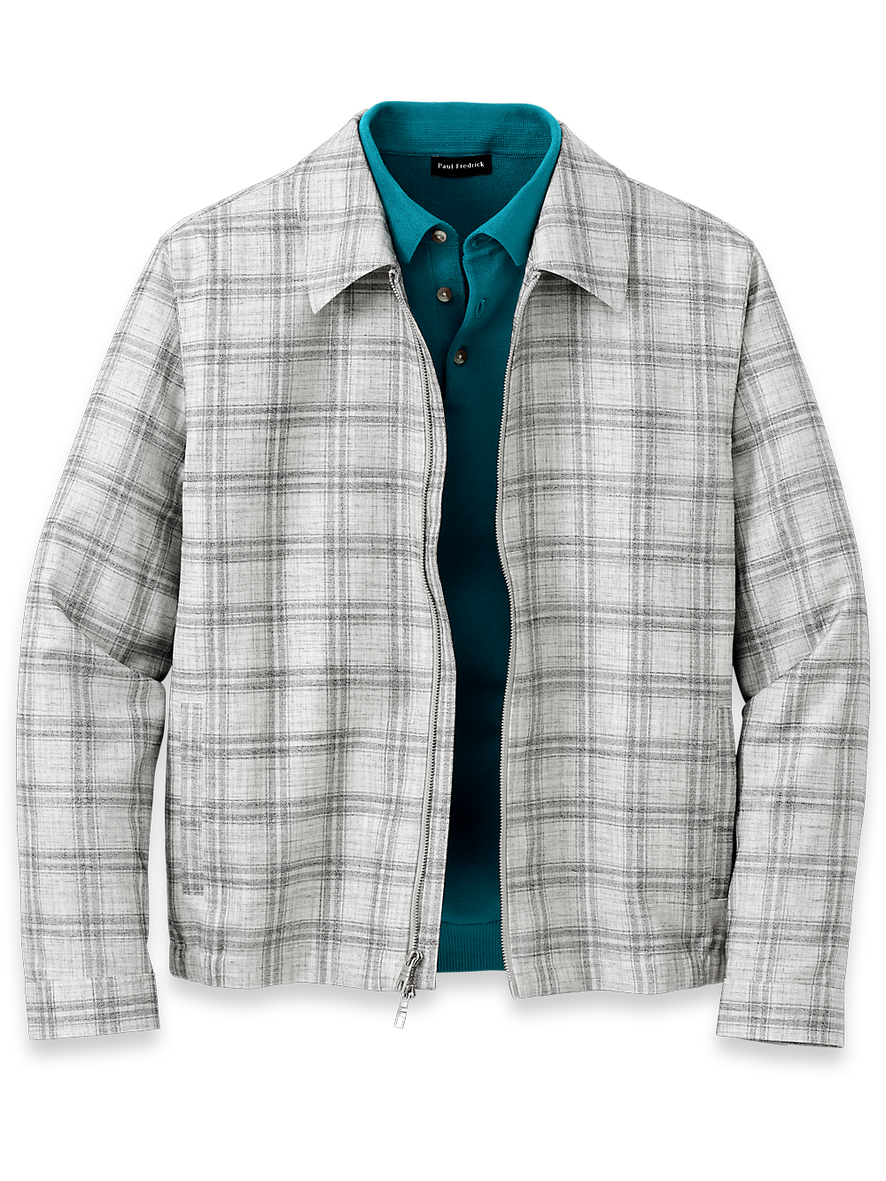 Microfiber Plaid Bomber Jacket Light Grey – Paul Fredrick