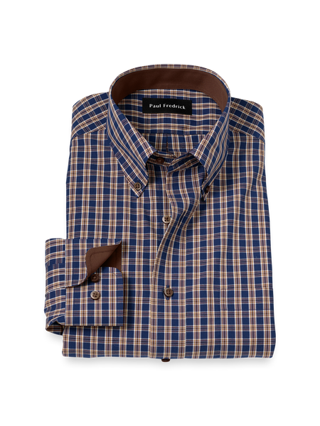 Brown Button Down Collar Dress Shirts