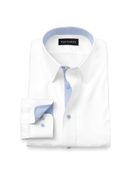 Men's Blue Dress Shirts with White Collar Paul Fredrick Men's Blue Dress Shirts with White Collar Paul Fredrick