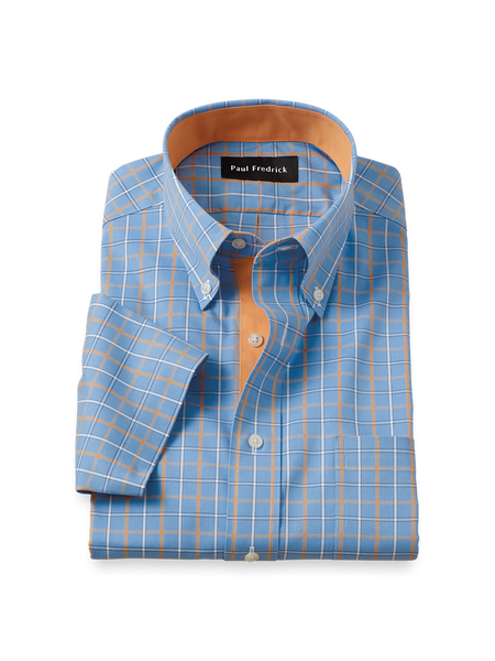 Men's Blue Dress Shirts with White Collar Paul Fredrick Men's Blue Dress Shirts with White Collar Paul Fredrick