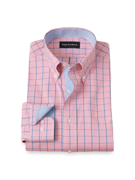 Pink Button Down Collar Dress Shirts