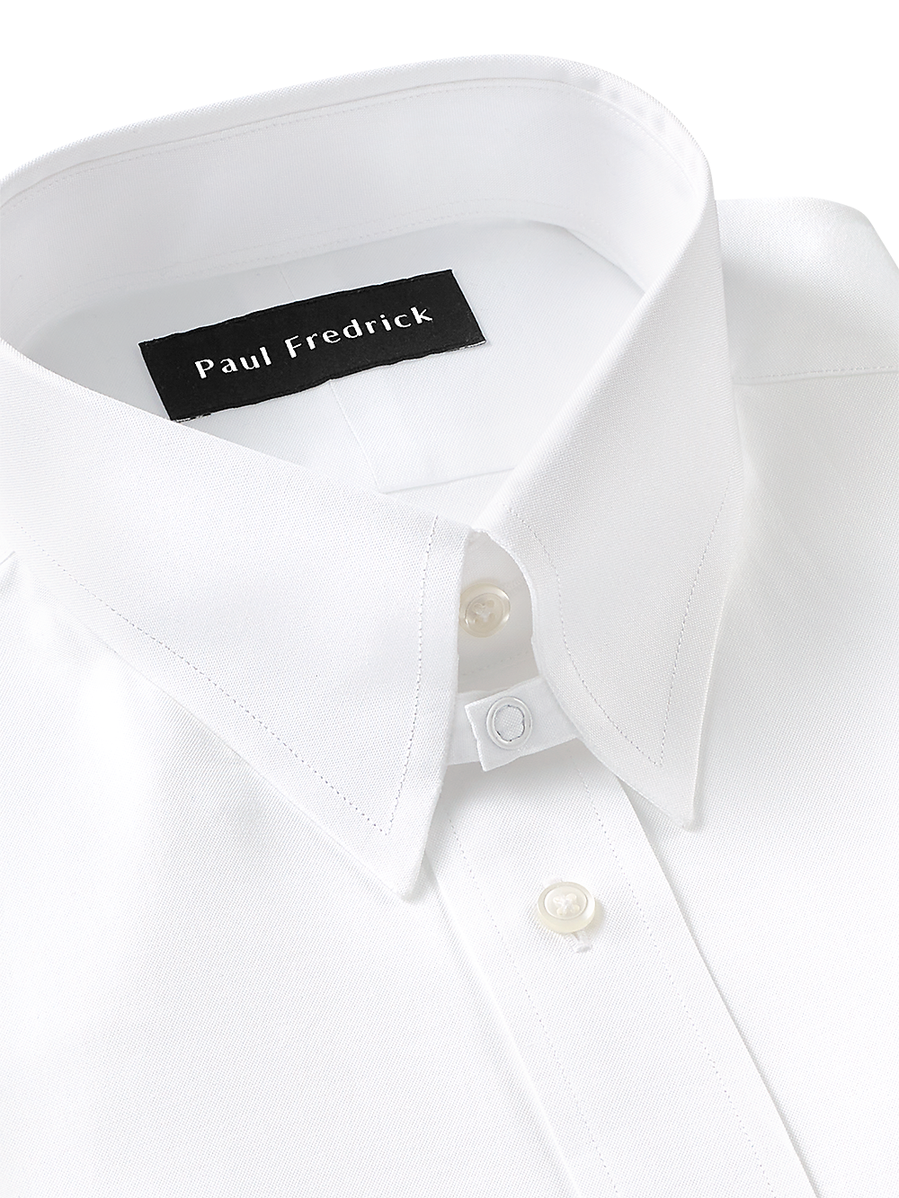 tab collar dress shirts Pure Cotton Pinpoint Solid Color Snap Tab Collar Dress Shirt - White