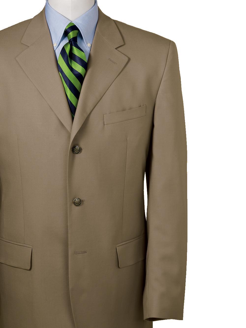 100% Wool W/teflon 3-button Travel Blazer, Notch Lapel, Center Vent