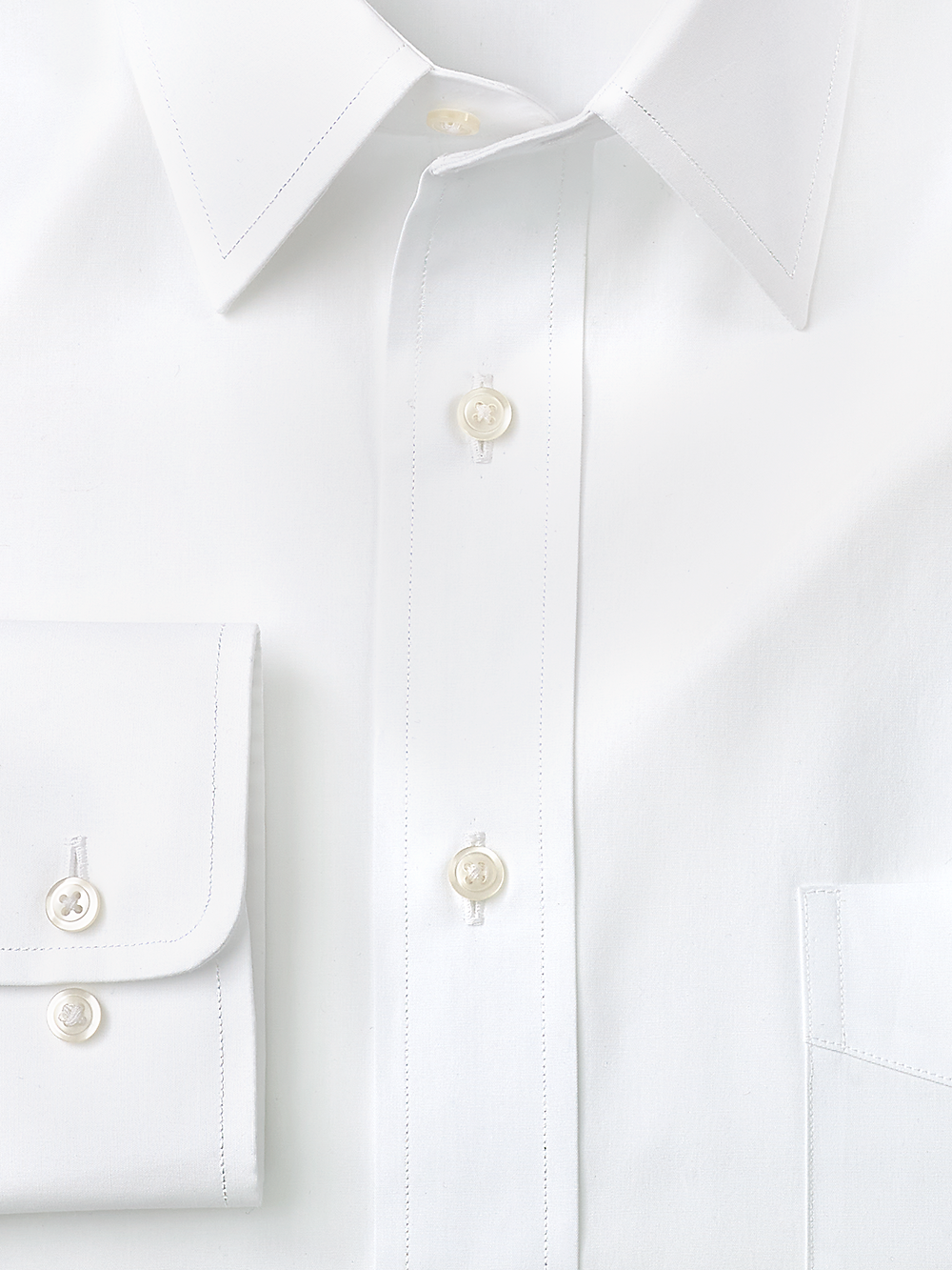 Alternate Image of Pure Cotton Broadcloth Solid Color Straight Collar Dress Shirt-1