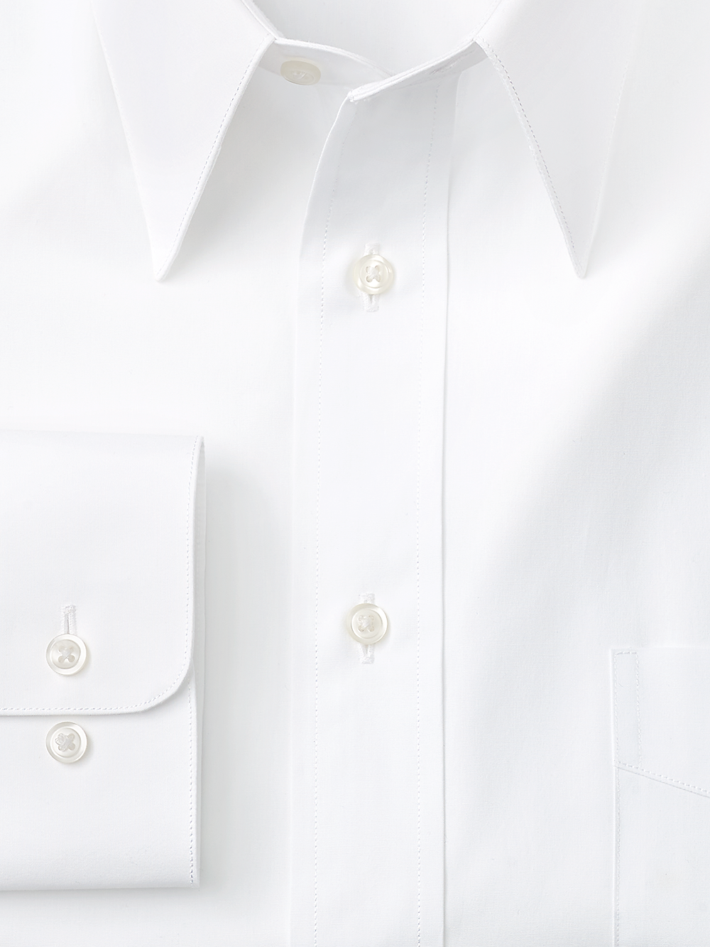 Alternate Image of Pure Cotton Broadcloth Solid Color Edge-stitched Straight Collar Dress Shirt-1