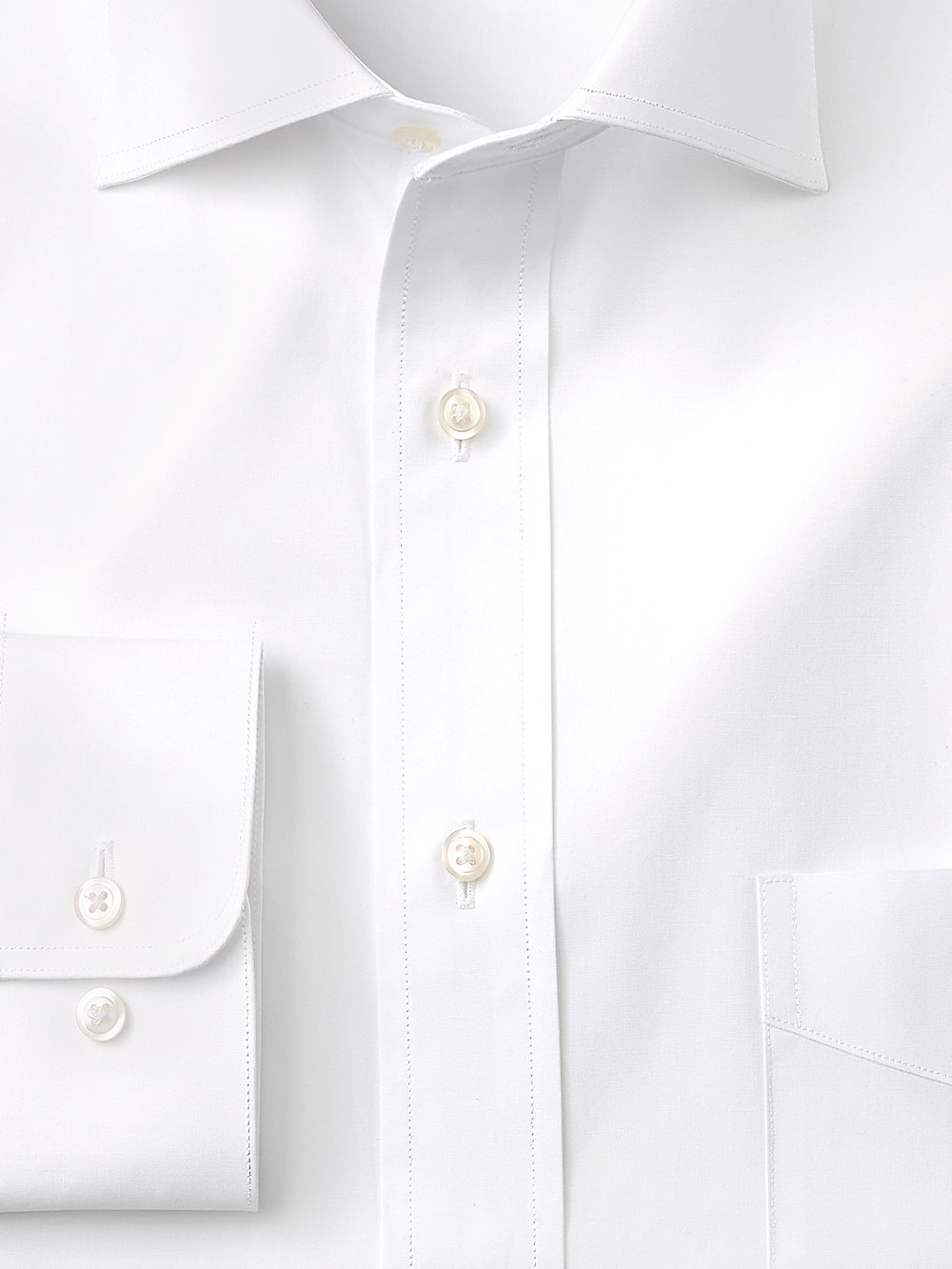 Pure Cotton Broadcloth Solid Color Cutaway Spread Collar Dress Shirt - White - Classic Fit / 14.5 / 32 Pure Cotton Broadcloth Solid Color Cutaway Spread Collar Dress Shirt - White - Classic Fit / 14.5 / 32