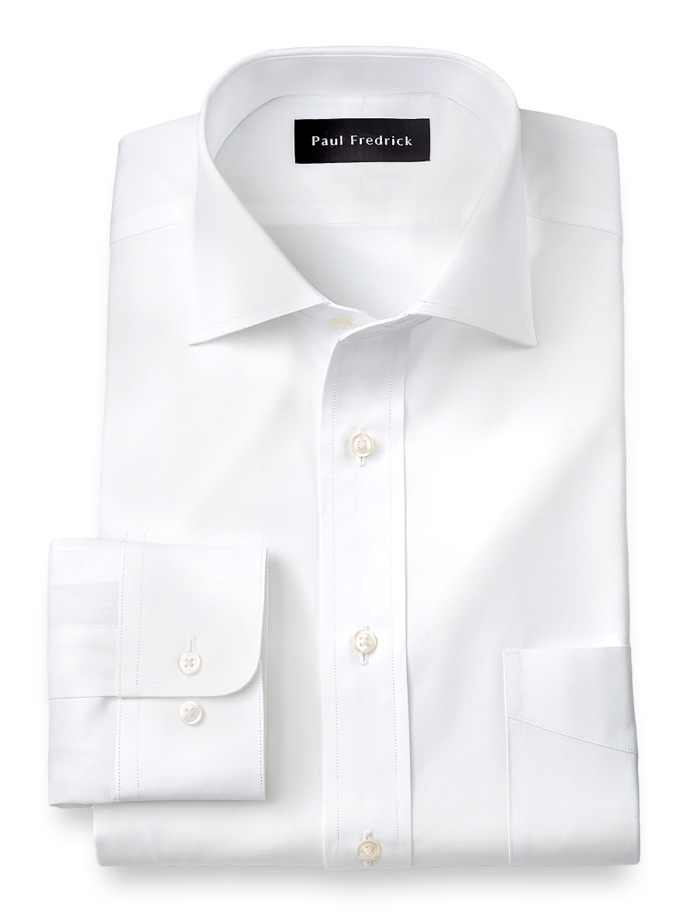 Product Image of Pure Cotton Broadcloth Solid Color Cutaway Spread Collar Dress Shirt-White