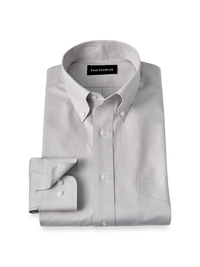 Non-Iron Cotton Pinpoint Solid Button Down Collar Dress Shirt - Grey