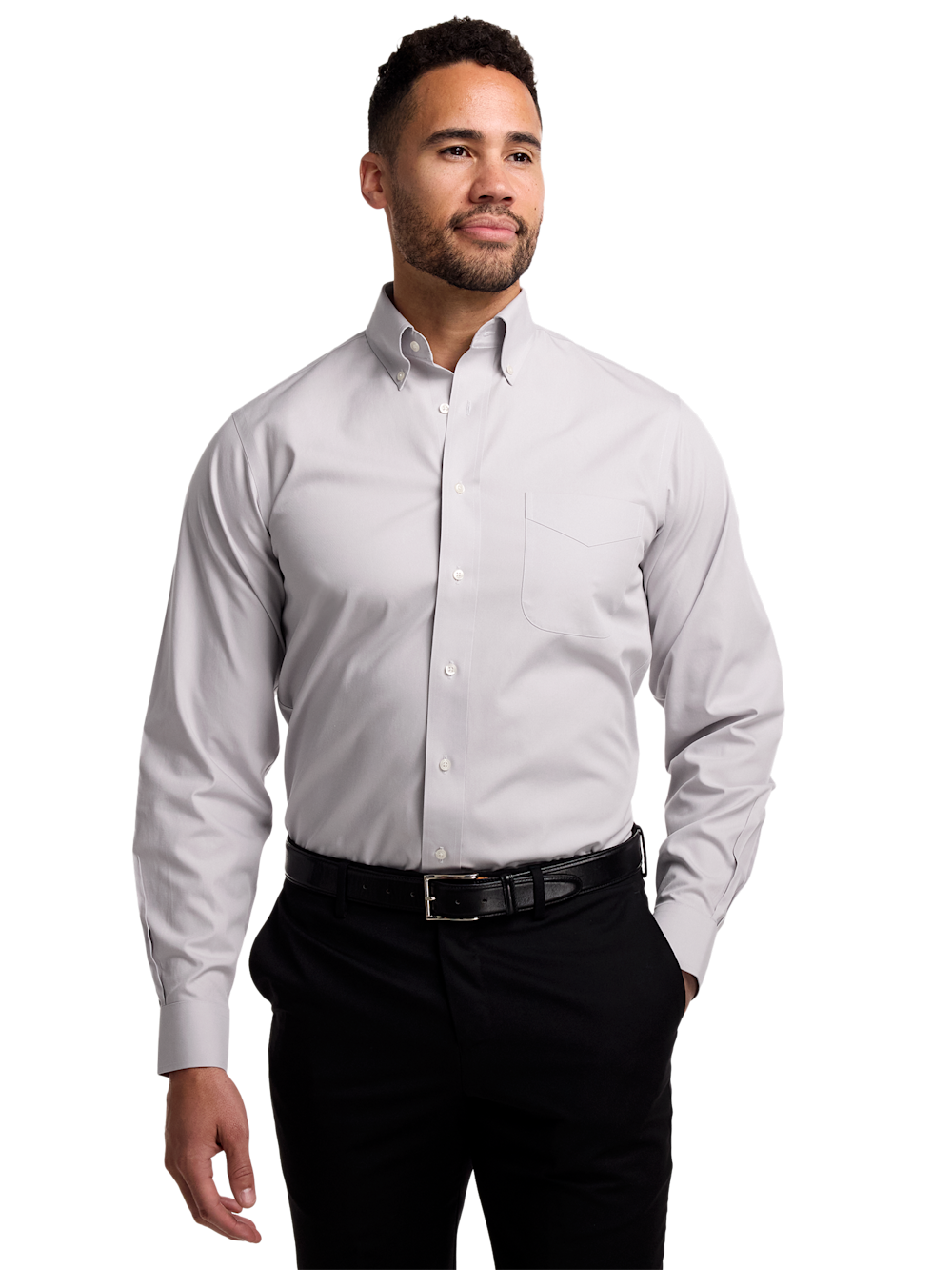 Alternate Image of Non-iron Cotton Pinpoint Solid Button Down Collar Dress Shirt-1