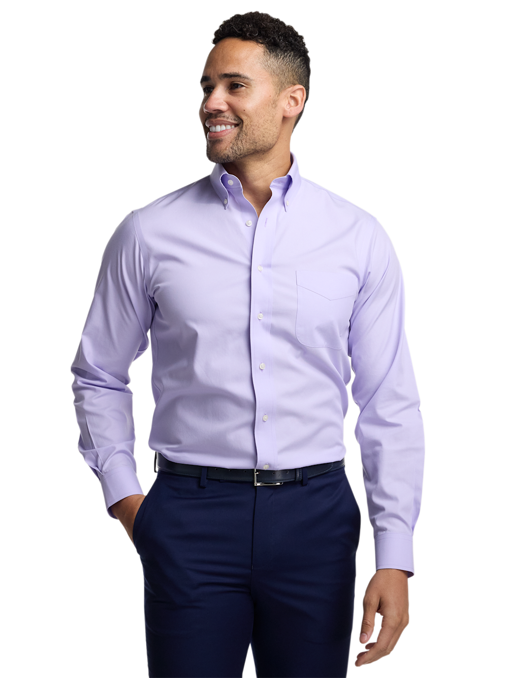 Alternate Image of Non-iron Cotton Pinpoint Solid Button Down Collar Dress Shirt-1