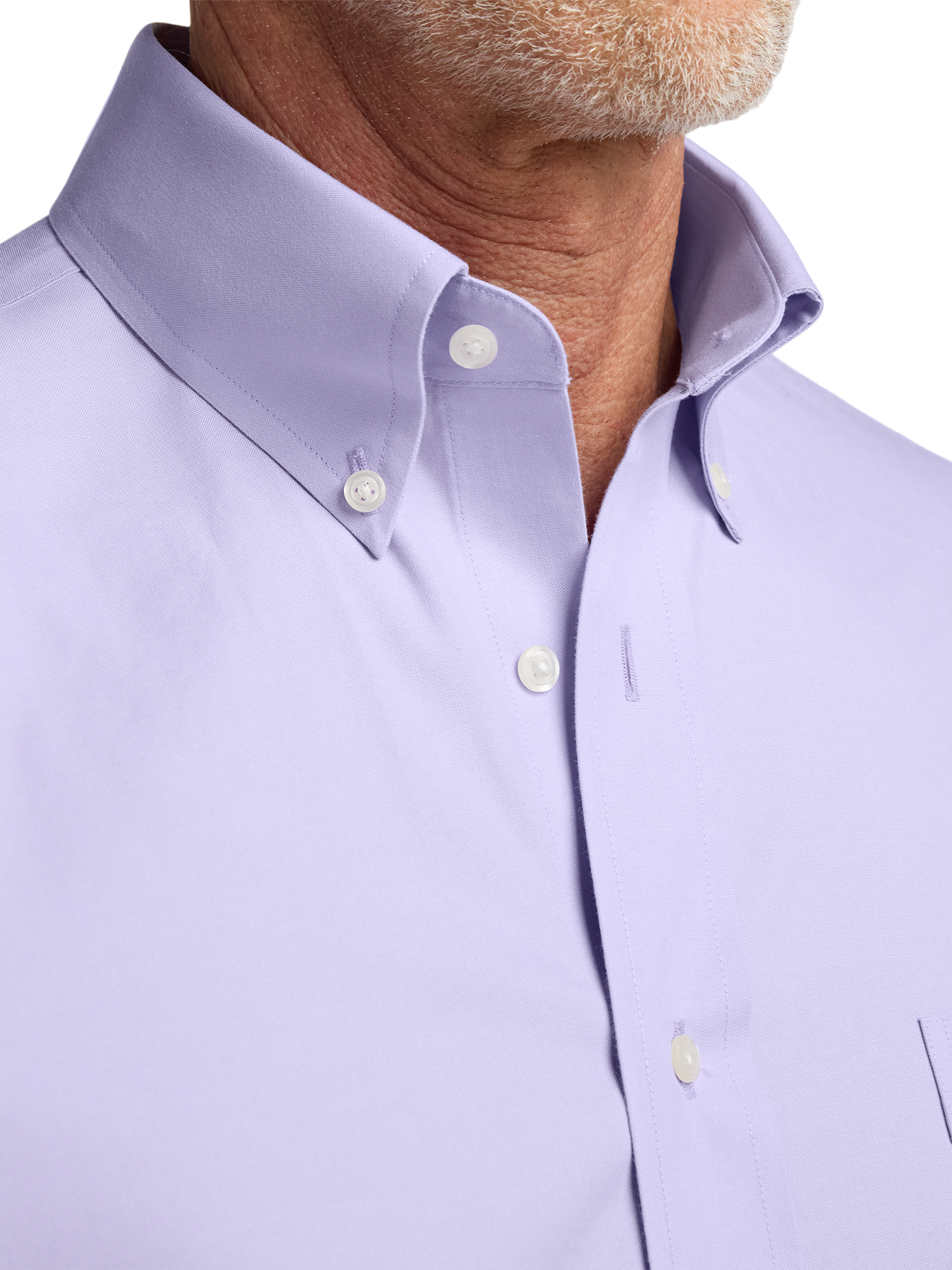 Non-Iron Cotton Pinpoint Solid Button Down Collar Dress Shirt - Lavender