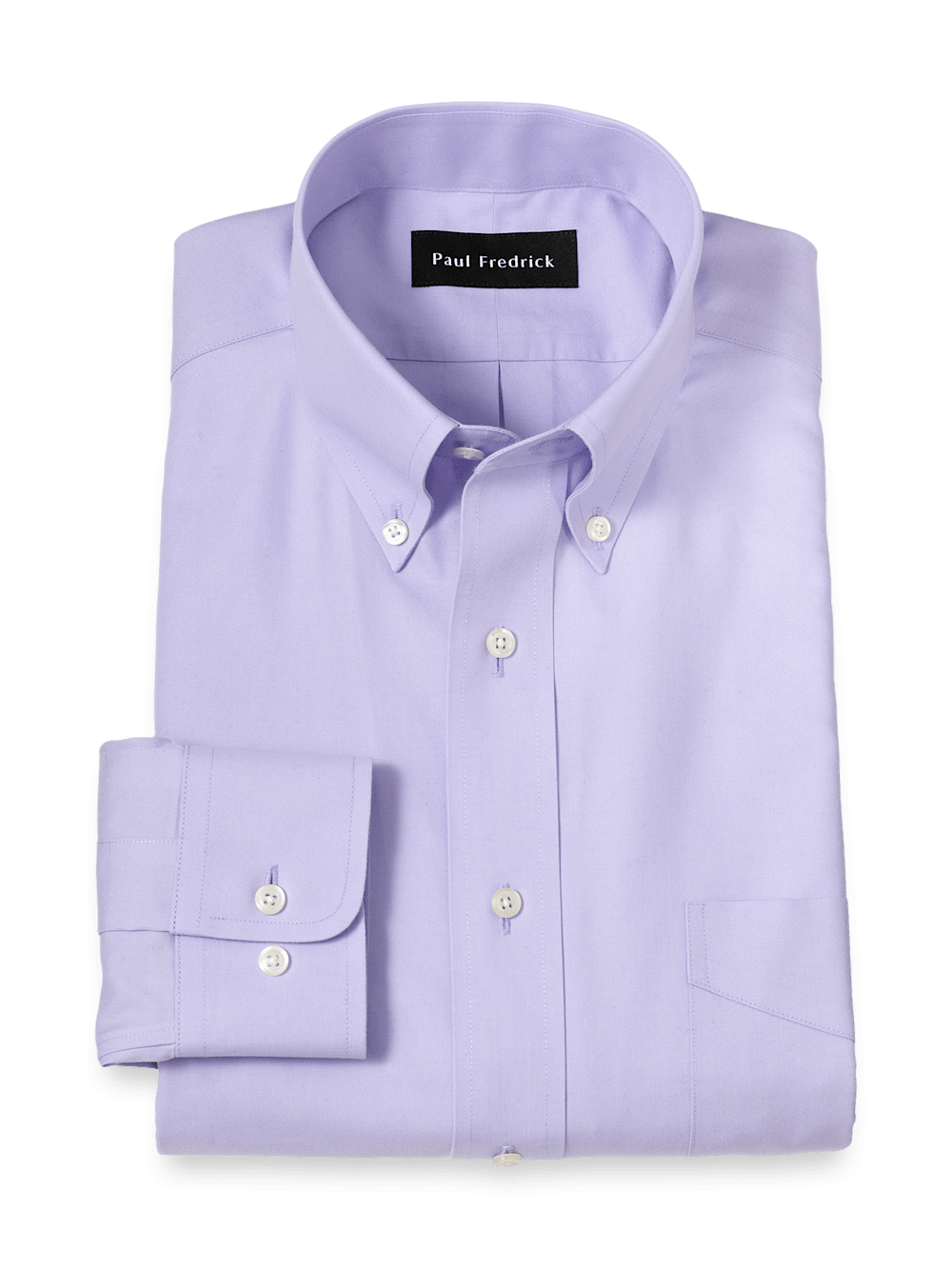 Product Image of Non-iron Cotton Pinpoint Solid Button Down Collar Dress Shirt-Lavender