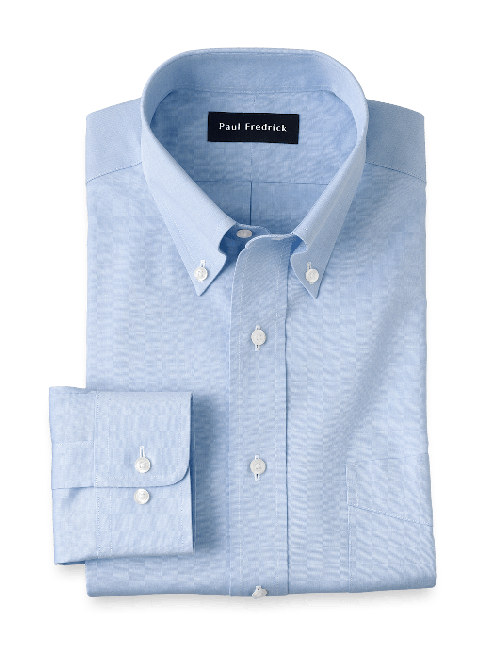 Product Image of Non-iron Cotton Pinpoint Solid Button Down Collar Dress Shirt-Blue