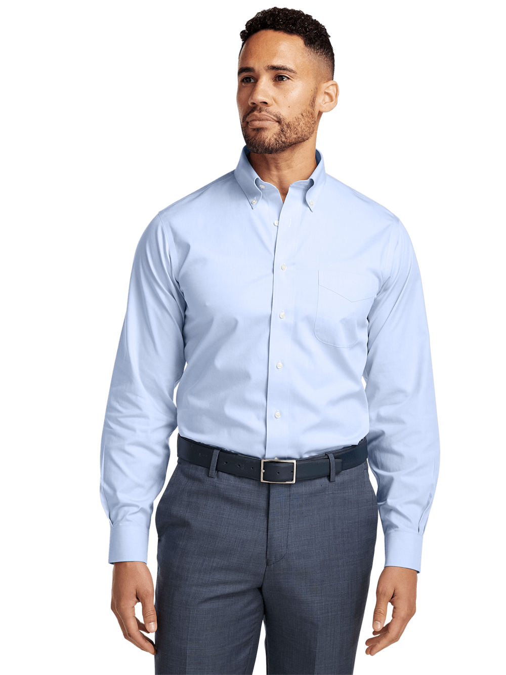 Alternate Image of Non-iron Cotton Pinpoint Solid Button Down Collar Dress Shirt-1