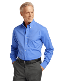 Non-Iron Cotton Pinpoint Solid Button Down Collar Dress Shirt - French Blue