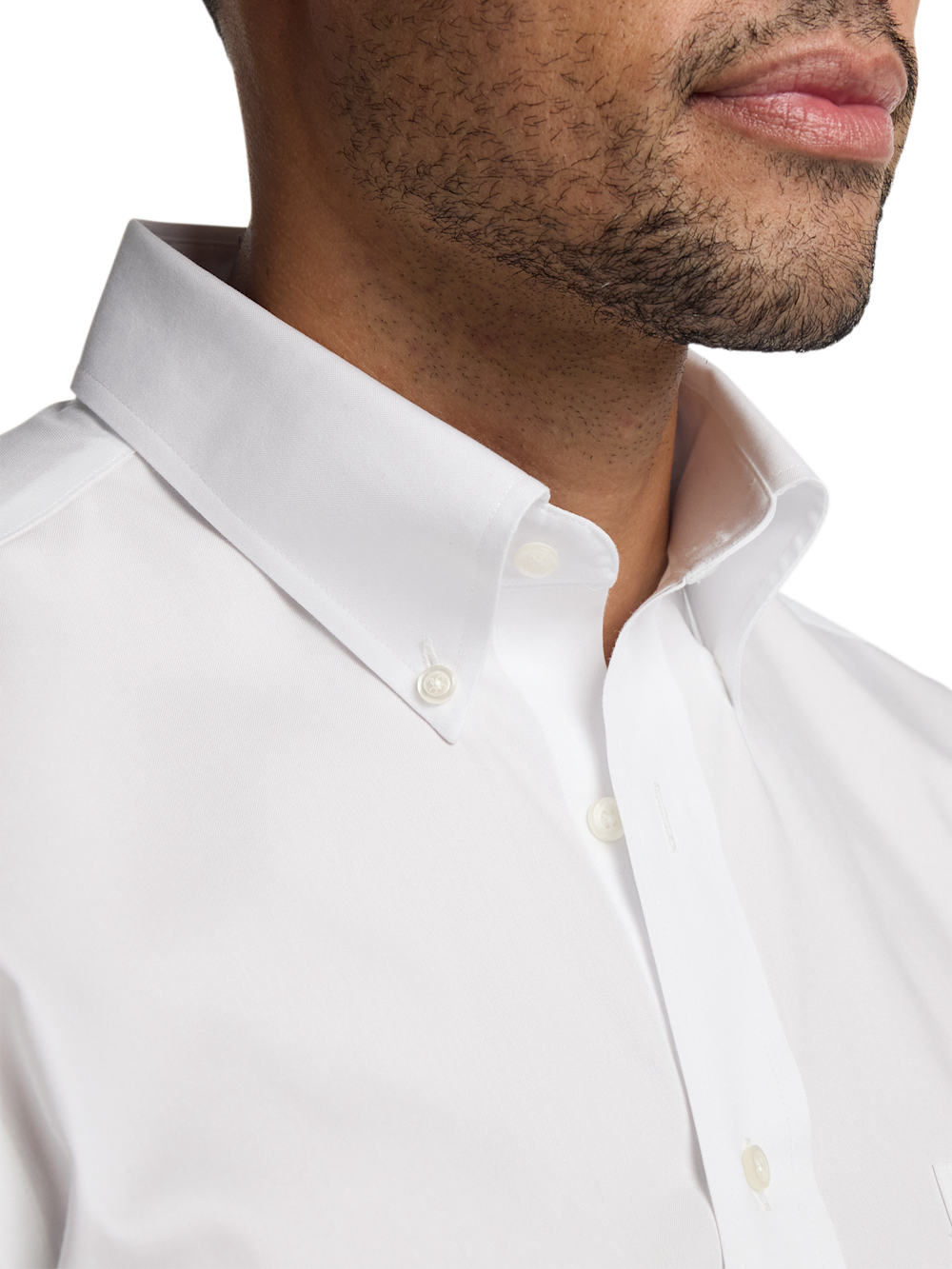 Non-Iron Cotton Pinpoint Solid Button Down Collar Dress Shirt - White Tailored Fit / 15.5 / 32 Non-Iron Cotton Pinpoint Solid Button Down Collar Dress Shirt - White Tailored Fit / 15.5 / 32