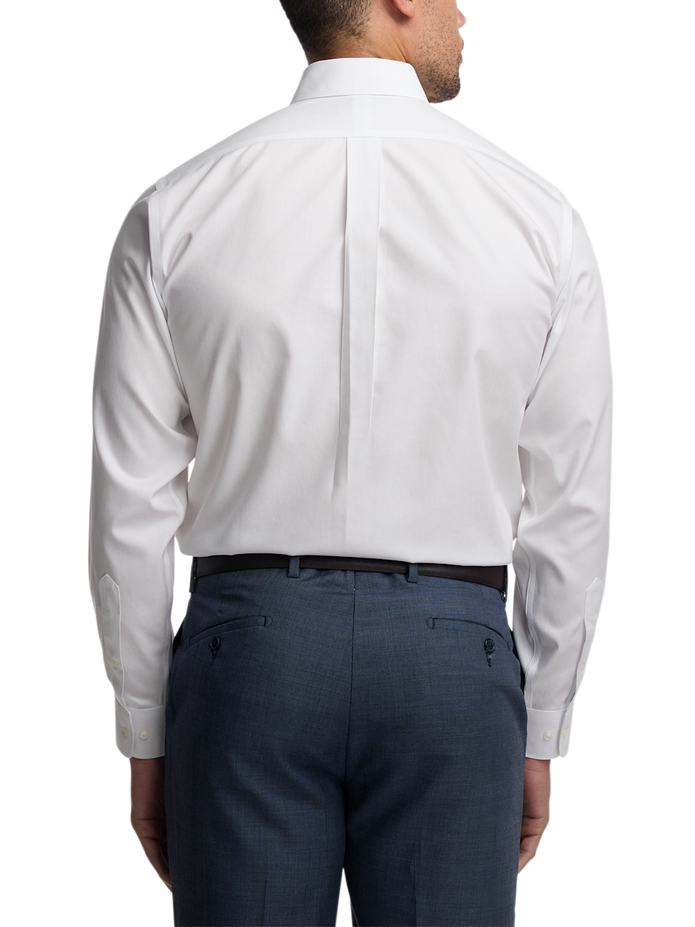 Non-Iron Cotton Pinpoint Solid Button Down Collar Dress Shirt - White Paul Fredrick Non-Iron Cotton Pinpoint Solid Button Down Collar Dress Shirt - White Paul Fredrick