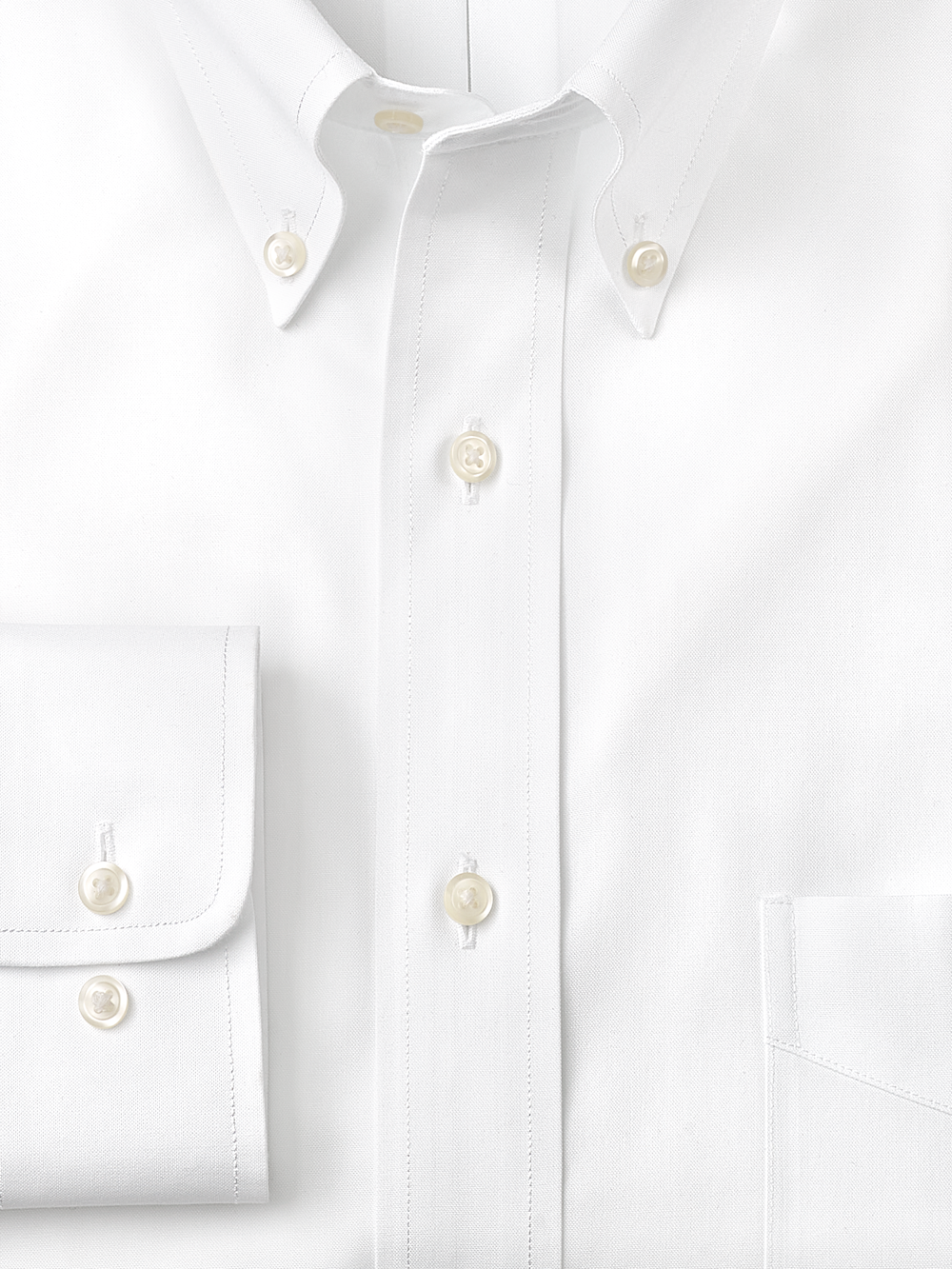 Non-Iron Cotton Pinpoint Solid Button Down Collar Dress Shirt - White Paul Fredrick Non-Iron Cotton Pinpoint Solid Button Down Collar Dress Shirt - White Paul Fredrick