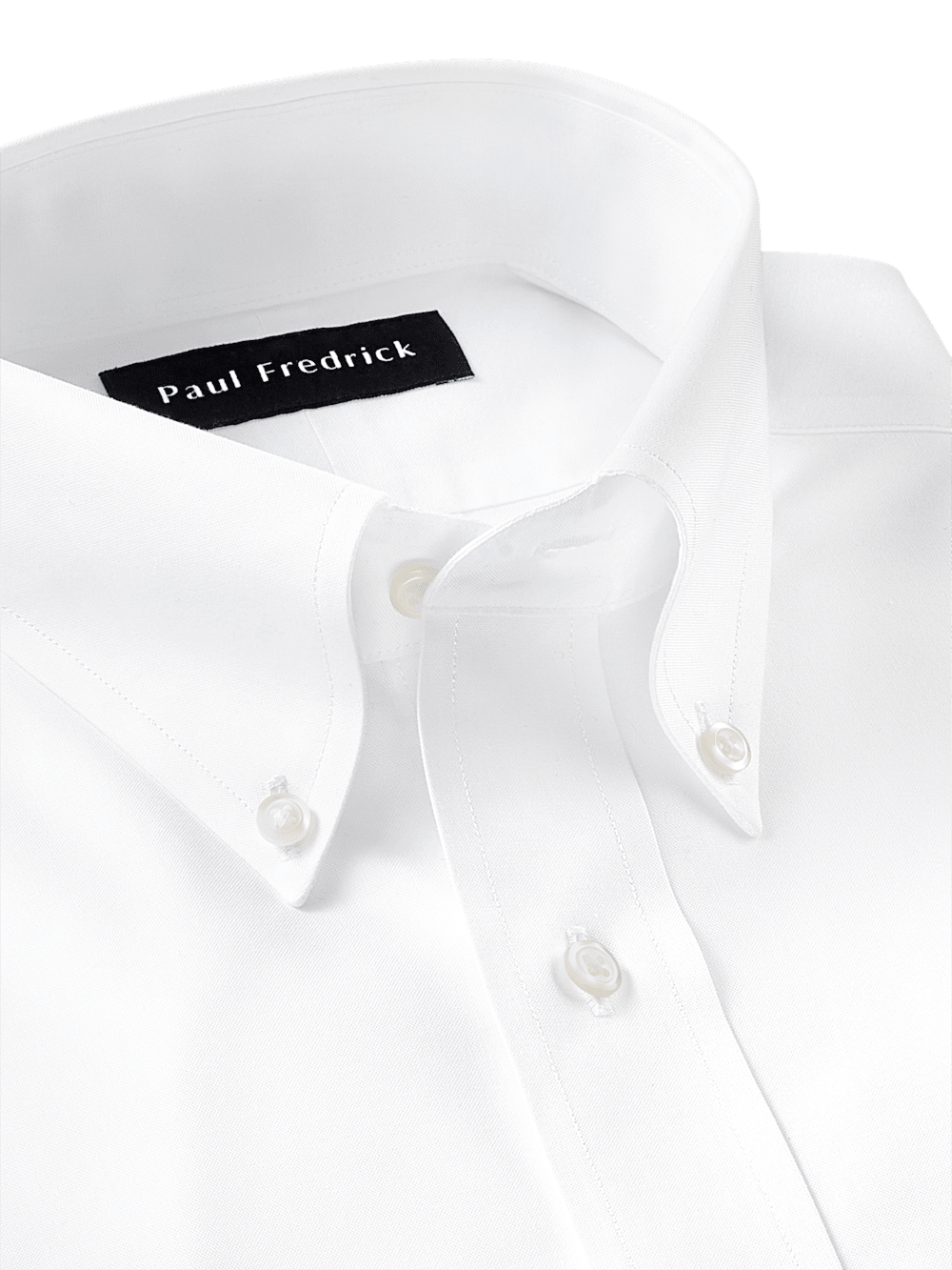 Non Iron Cotton Pinpoint Solid Button Down Collar Dress Shirt White Paul Fredrick