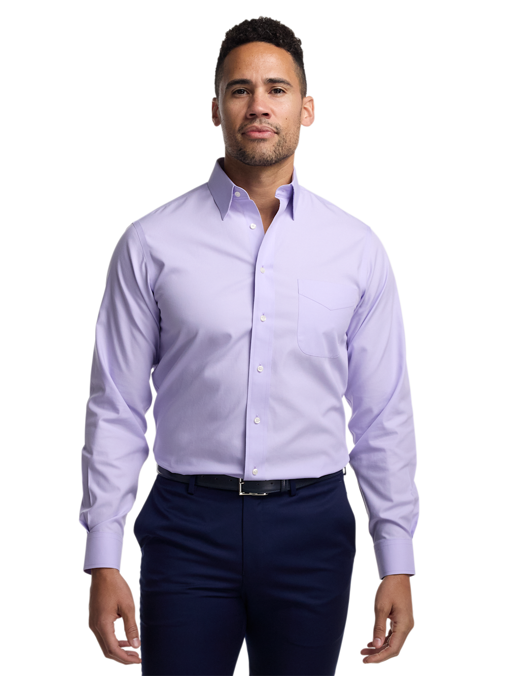 Alternate Image of Non-iron Cotton Pinpoint Solid Point Collar Dress Shirt-1