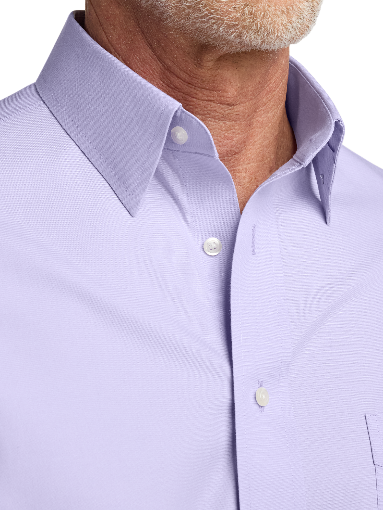 Non-Iron Cotton Pinpoint Solid Point Collar Dress Shirt - Lavender