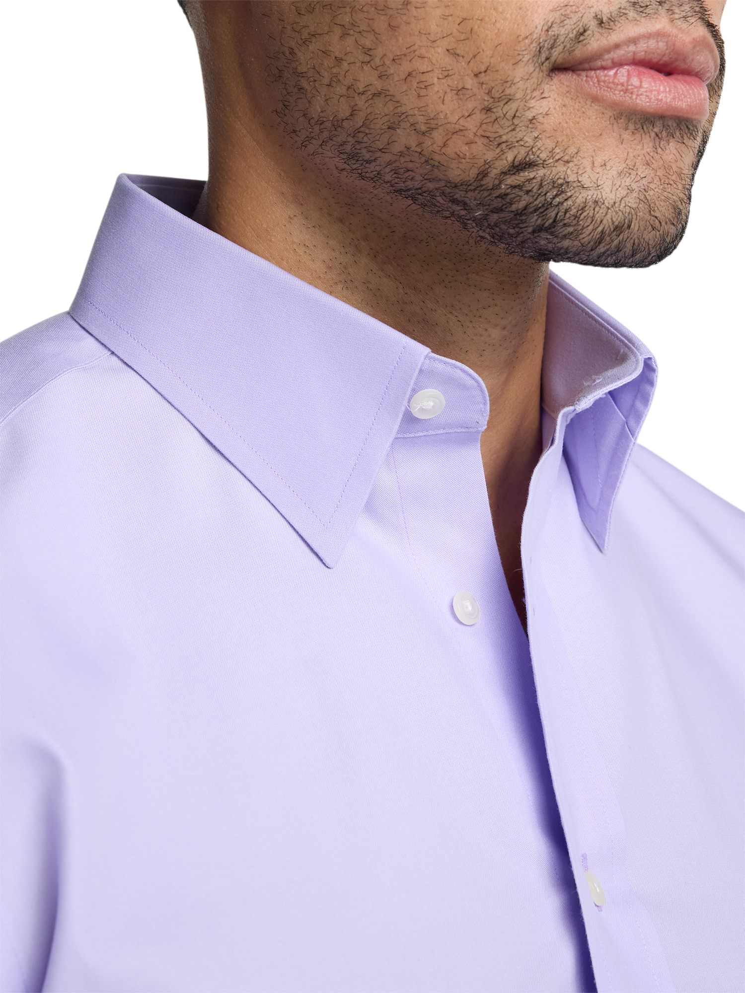Non-Iron Cotton Pinpoint Solid Point Collar Dress Shirt - Lavender
