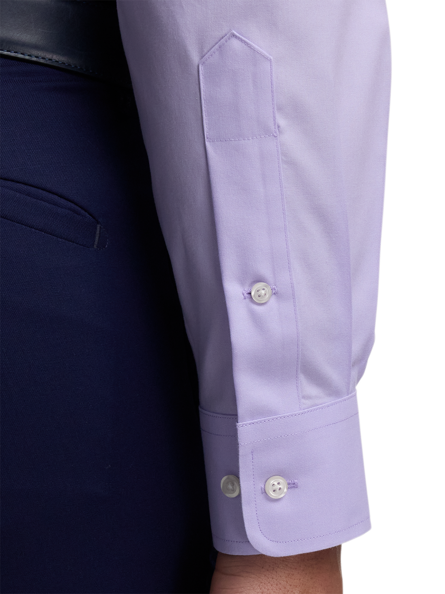 Non-Iron Cotton Pinpoint Solid Point Collar Dress Shirt - Lavender