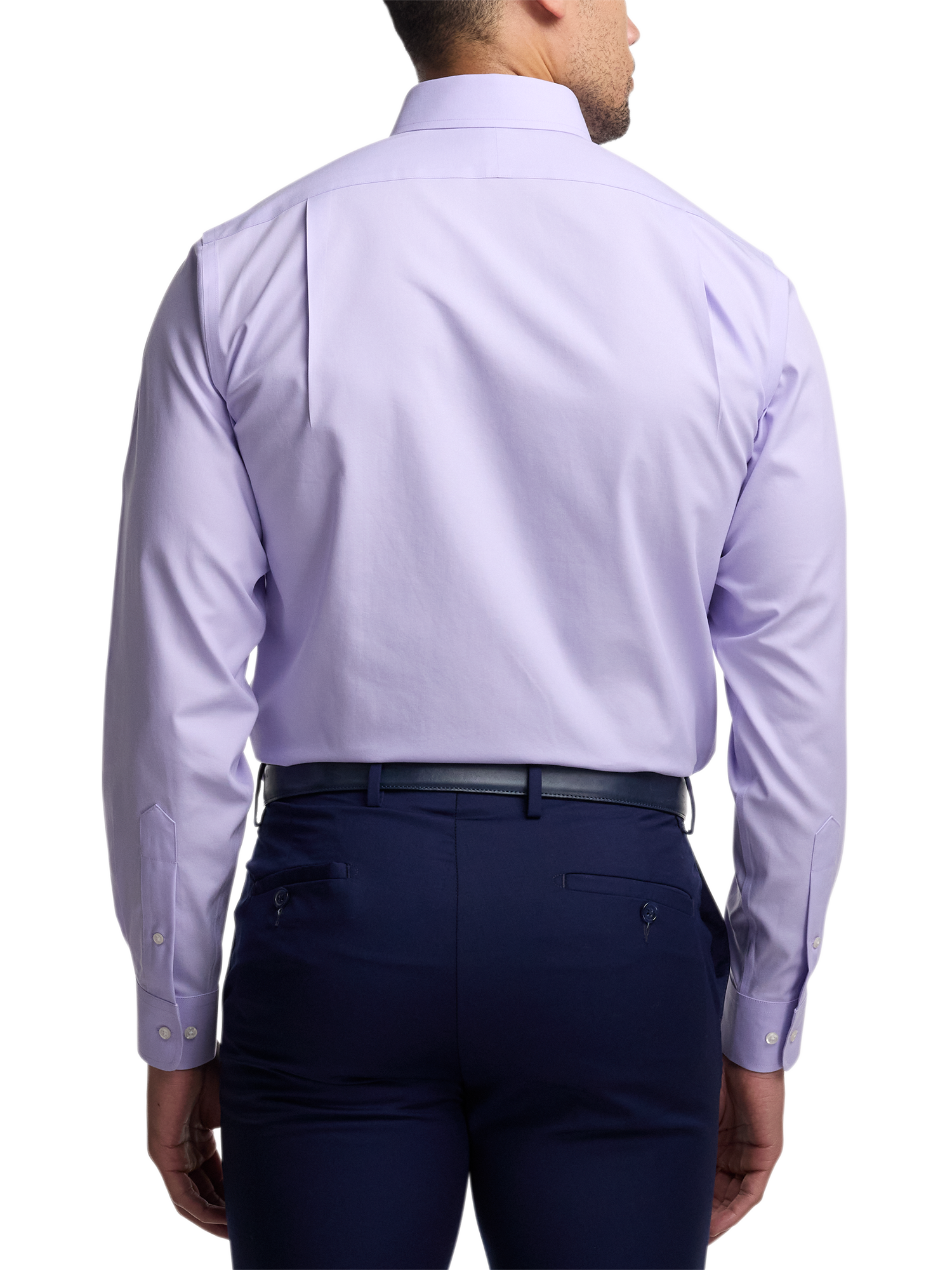 Non-Iron Cotton Pinpoint Solid Point Collar Dress Shirt - Lavender