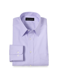 Non-Iron Cotton Pinpoint Solid Point Collar Dress Shirt - Lavender