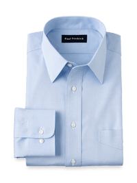 Non-Iron Cotton Pinpoint Solid Point Collar Dress Shirt - Blue