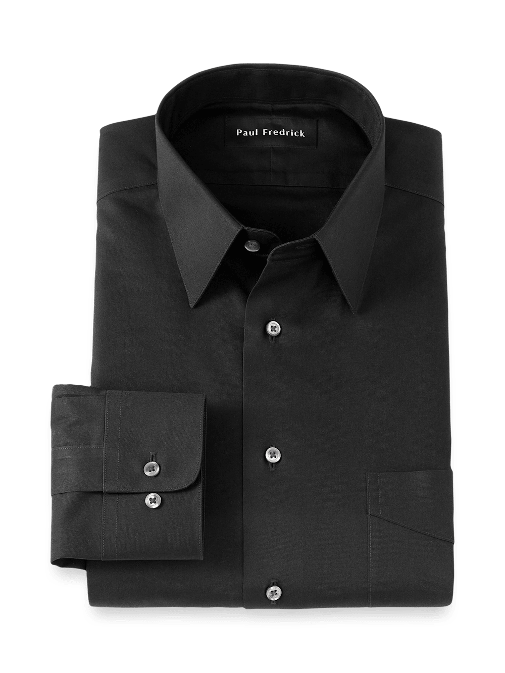 Product Image of Non-iron Cotton Pinpoint Solid Point Collar Dress Shirt-Black