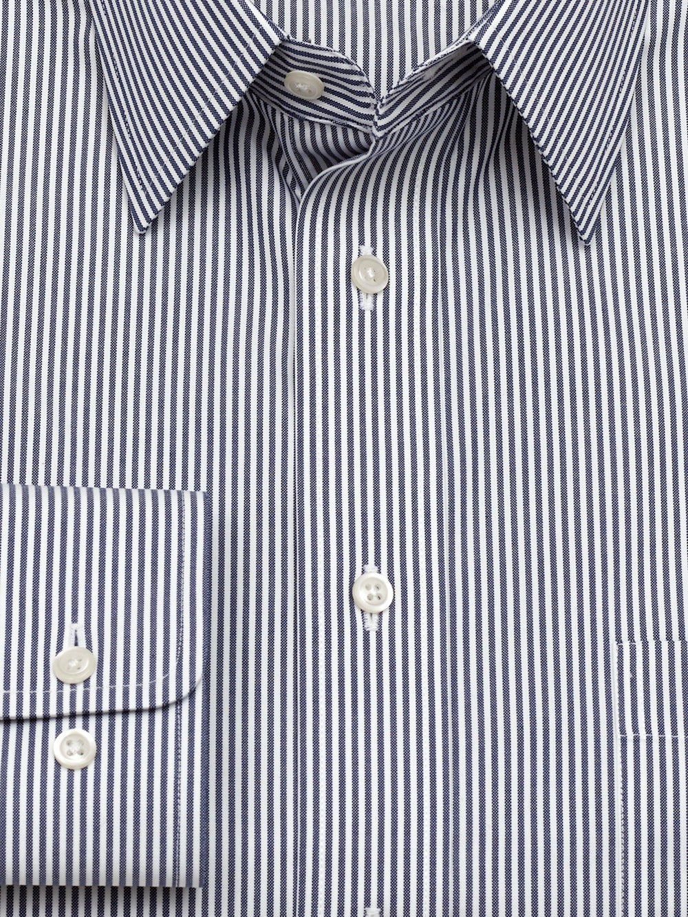 Alternate Shot of Men's Blue Stripe Solid Shirts No Trim Detail - 5