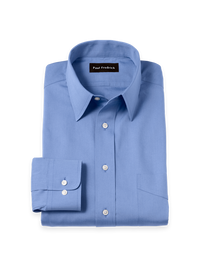 Non-Iron Cotton Pinpoint Solid Point Collar Dress Shirt - French Blue