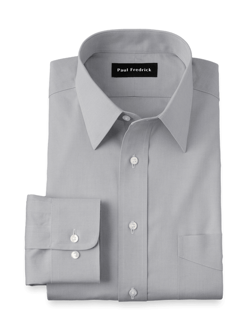 Non-Iron Cotton Pinpoint Solid Point Collar Dress Shirt Non-Iron Cotton Pinpoint Solid Point Collar Dress Shirt