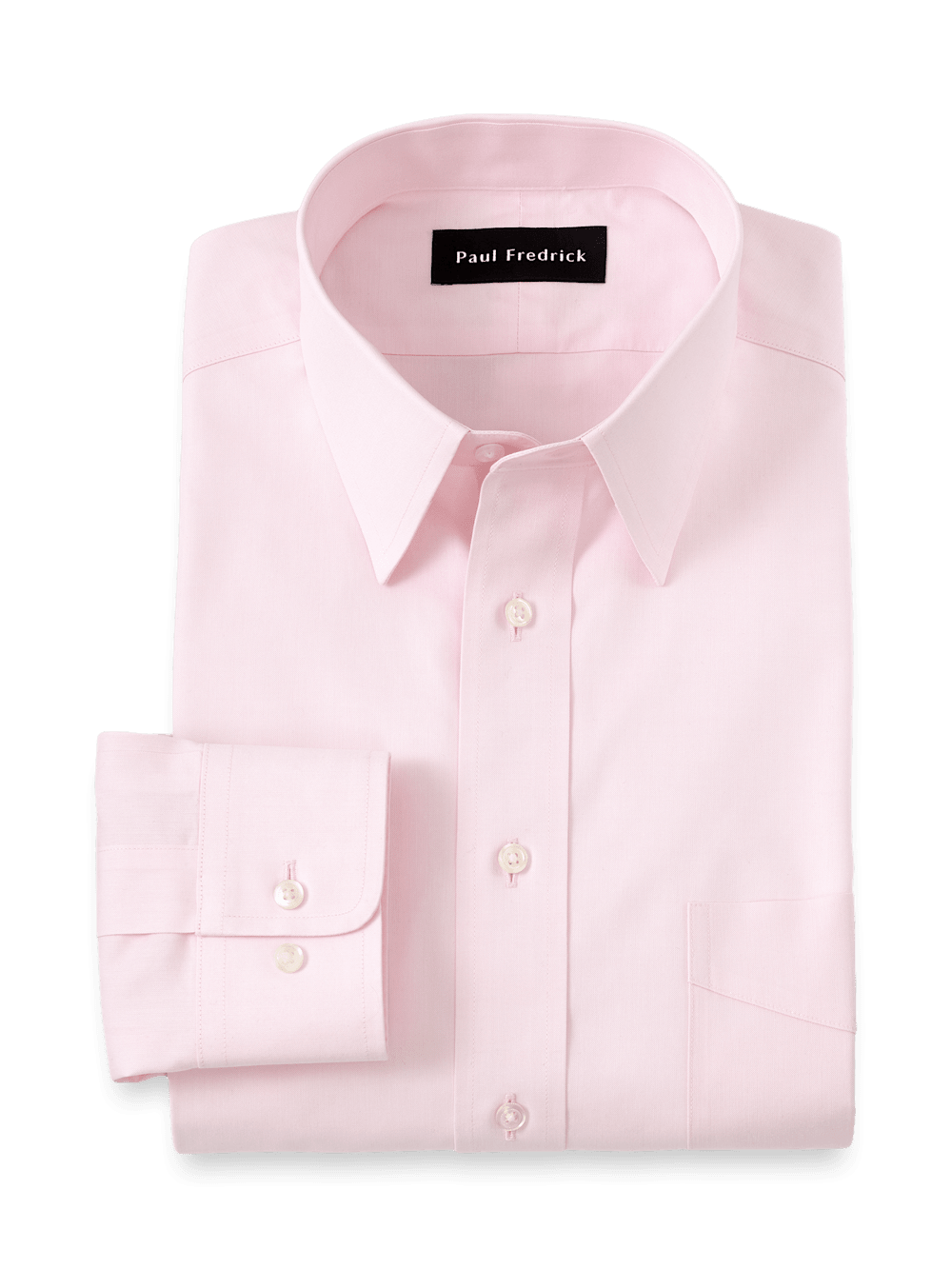 Product Image of Non-iron Cotton Pinpoint Solid Point Collar Dress Shirt-Pink