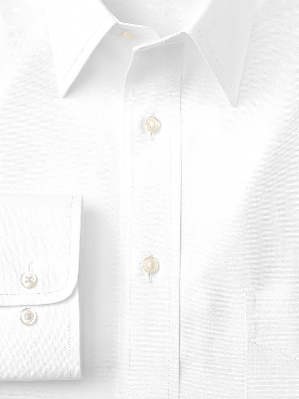 Non-Iron Cotton Pinpoint Solid Point Collar Dress Shirt - White Tailored Fit / 17 / 33 Non-Iron Cotton Pinpoint Solid Point Collar Dress Shirt - White Tailored Fit / 17 / 33