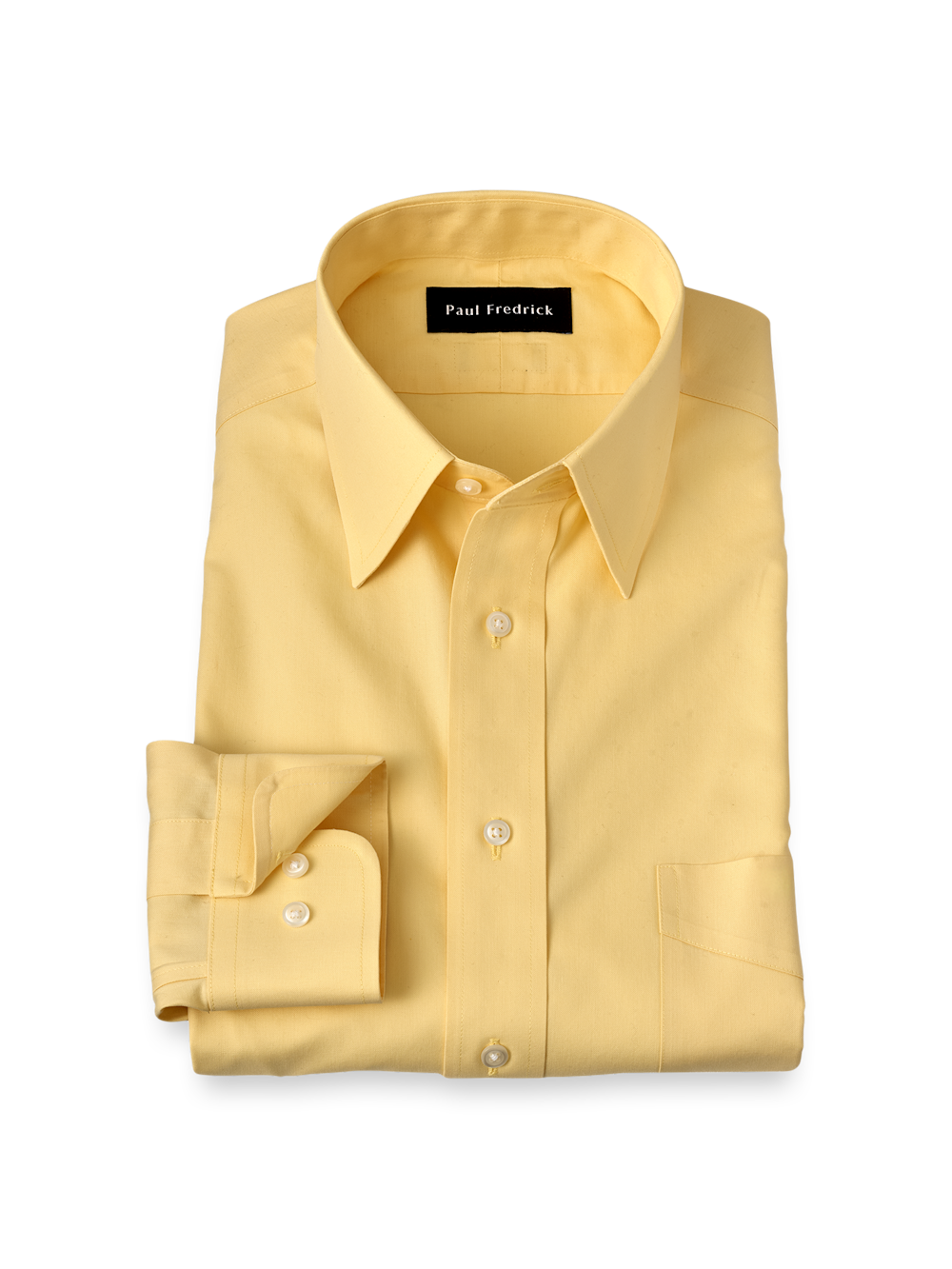 Product Image of Non-iron Cotton Pinpoint Solid Point Collar Dress Shirt-Yellow