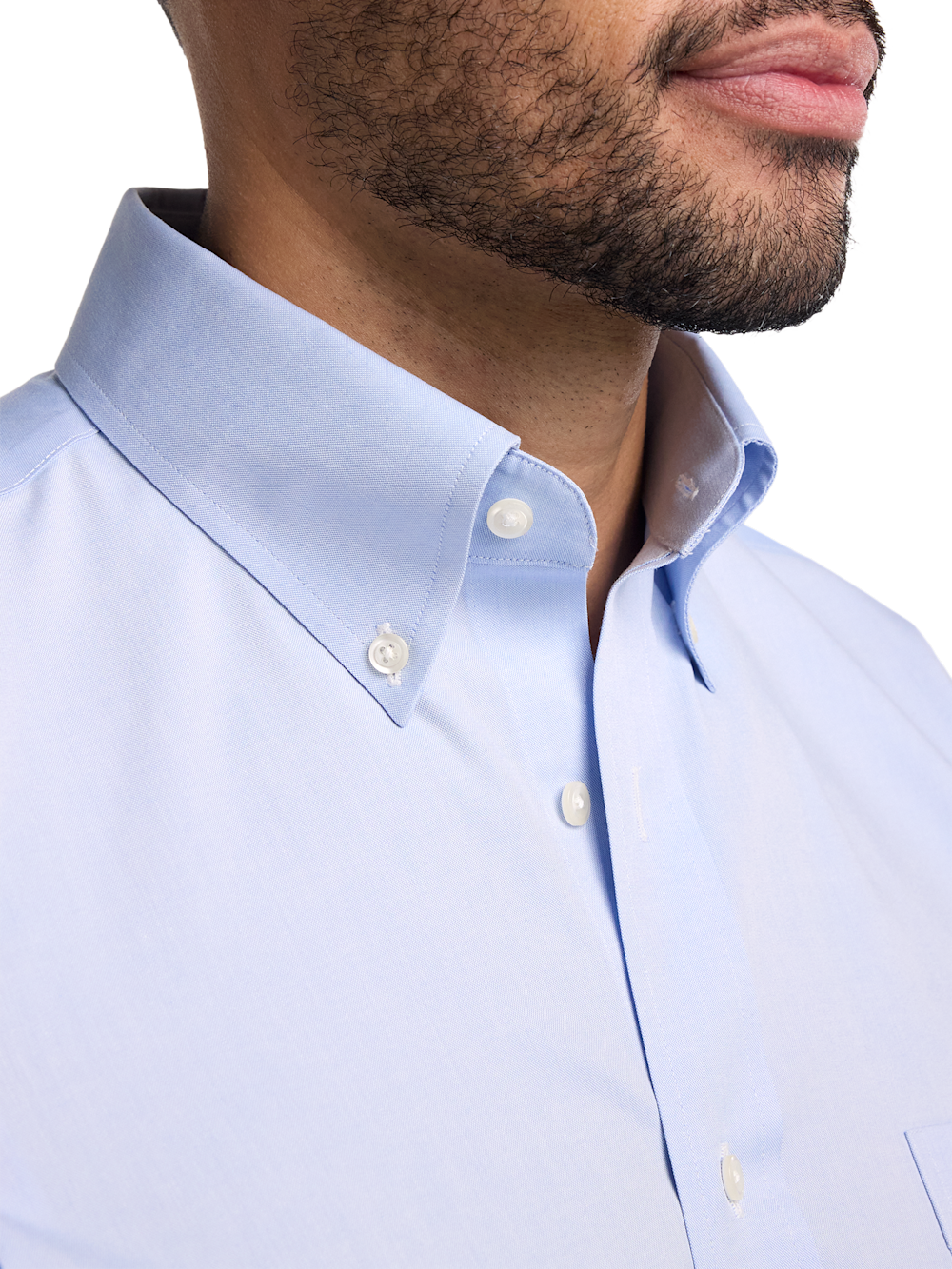 Alternate Image of Non-iron Cotton Pinpoint Solid Button Down Collar Short Sleeve Dress Shirt-2