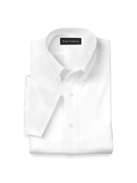 Non-Iron Cotton Pinpoint Solid Button Down Collar Short