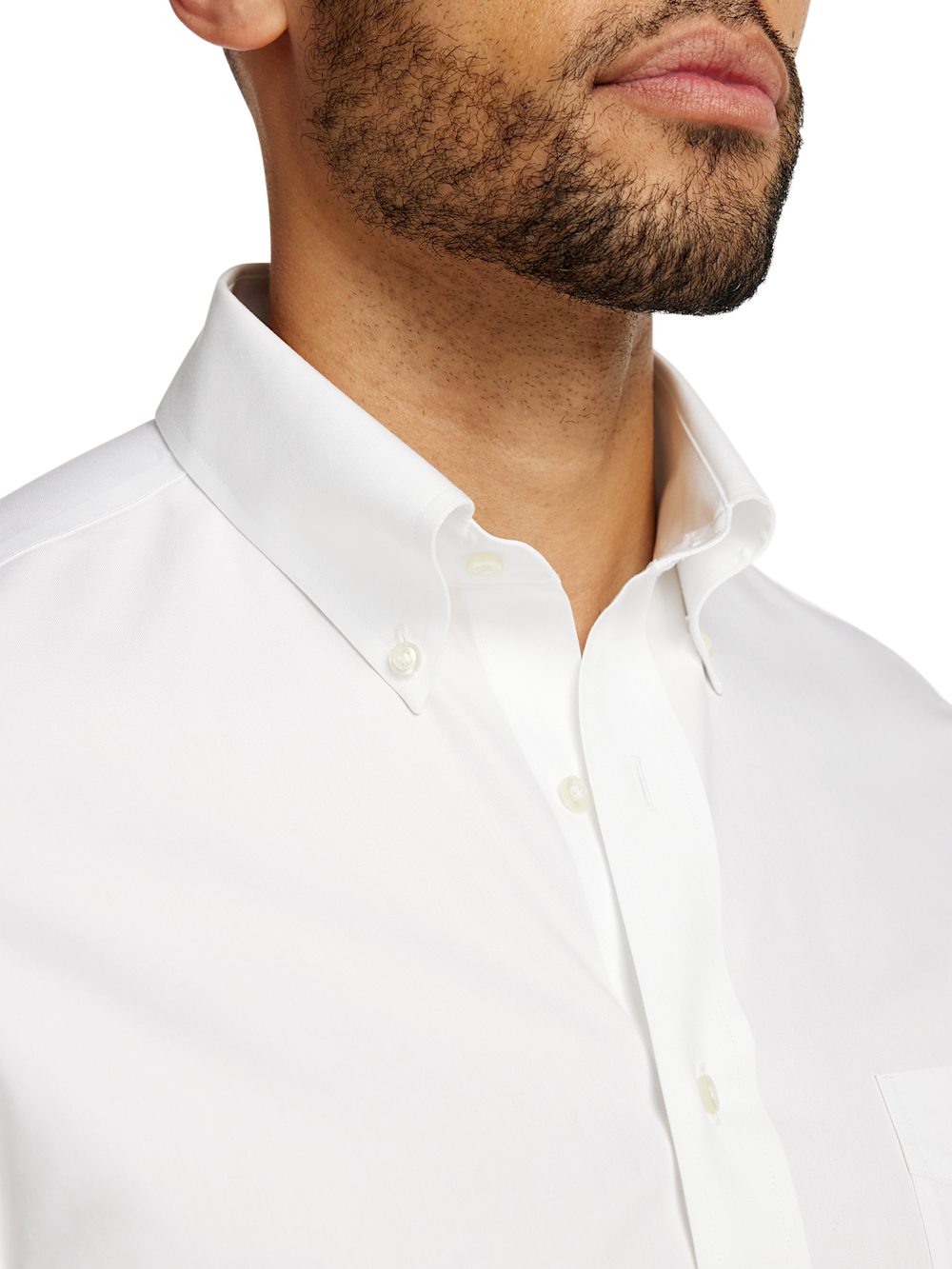Non-Iron Cotton Pinpoint Solid Button Down Collar Short Sleeve Dress Shirt