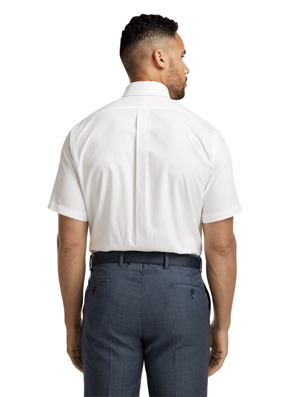Non-Iron Cotton Pinpoint Solid Button Down Collar Short Sleeve Dress Shirt - White Classic Fit / 16 Non-Iron Cotton Pinpoint Solid Button Down Collar Short Sleeve Dress Shirt - White Classic Fit / 16