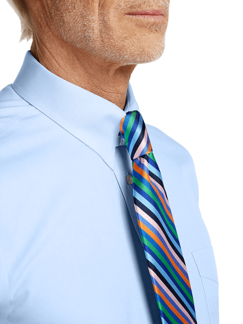 Alternate Image of Non-iron Cotton Pinpoint Solid Snap Tab Collar Dress Shirt-2
