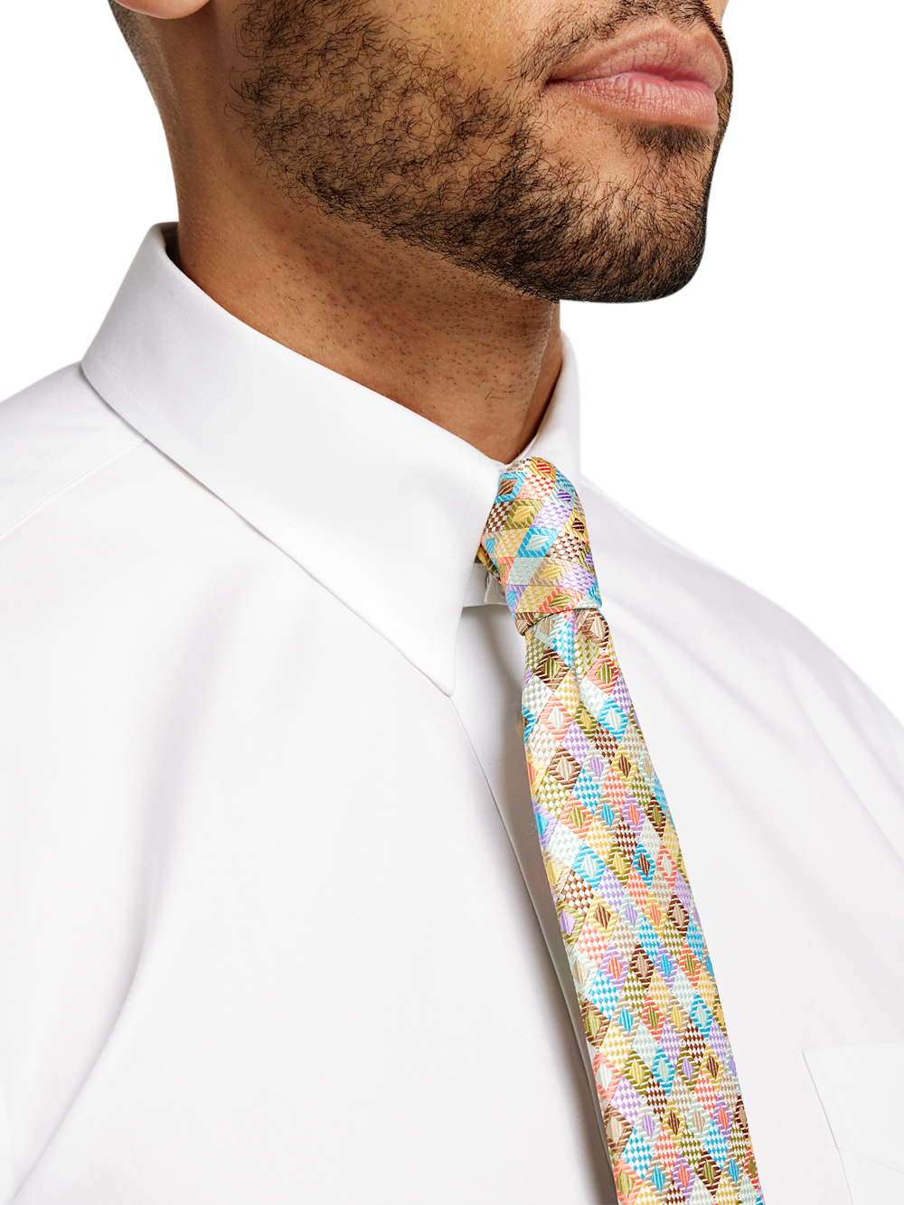 men's white tab collar dress shirts White Poplin Tab Collar Classic Fit Shirt 16" Standard & Shortened Single