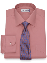 Non-Iron Cotton Pinpoint Solid Spread Collar Dress Shirt - Pink