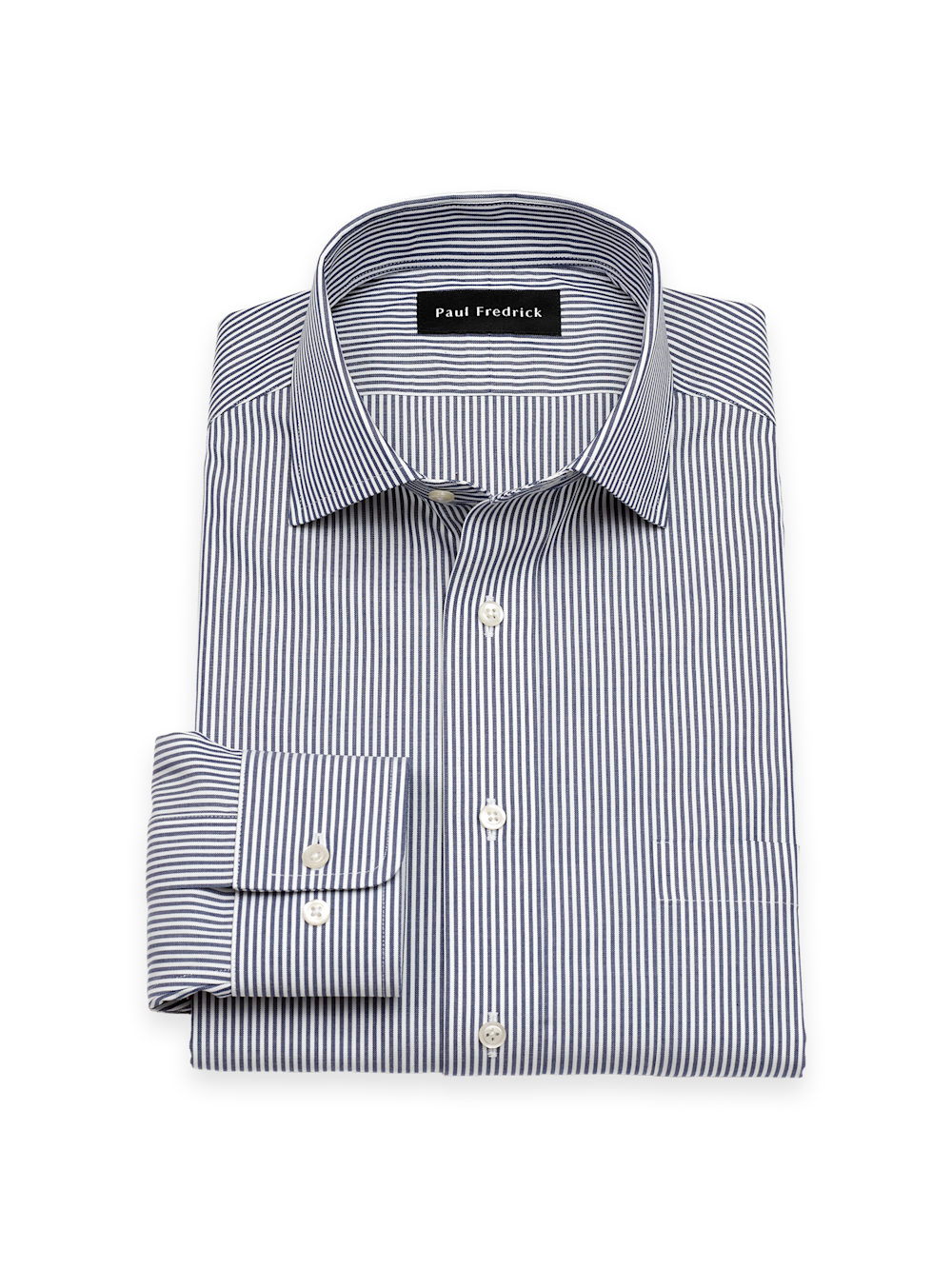 Product Image of Non-iron Cotton Pinpoint Solid Spread Collar Dress Shirt-Blue Stripe