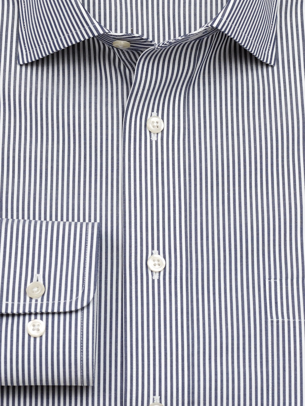 Alternate Shot of Men's Blue Stripe Solid Shirts No Trim Detail - 5