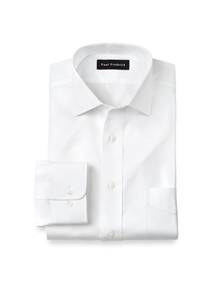 Non-Iron Cotton Pinpoint Solid Spread Collar Dress Shirt - White
