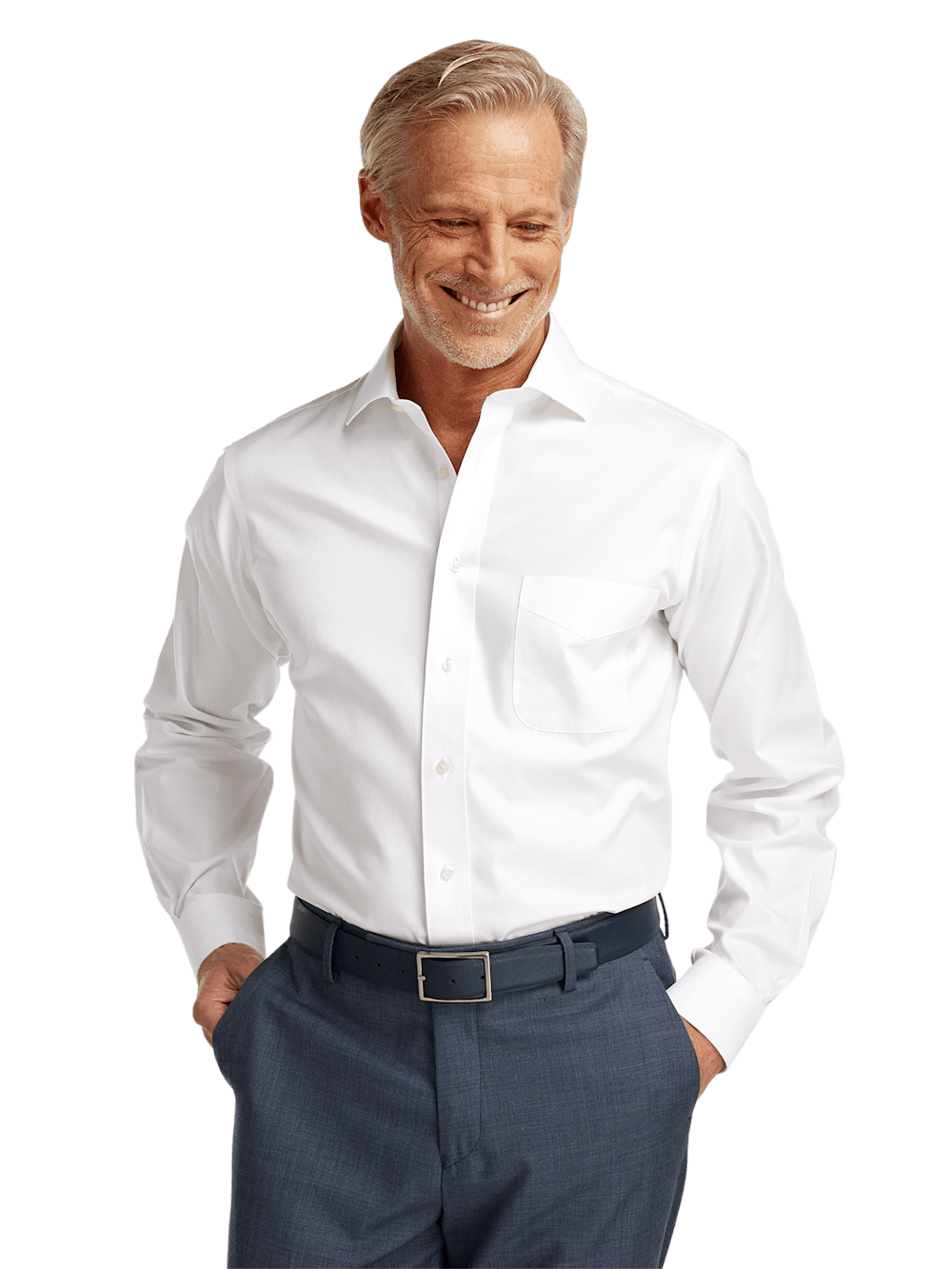 Alternate Image of Non-iron Cotton Pinpoint Solid Spread Collar Dress Shirt-1