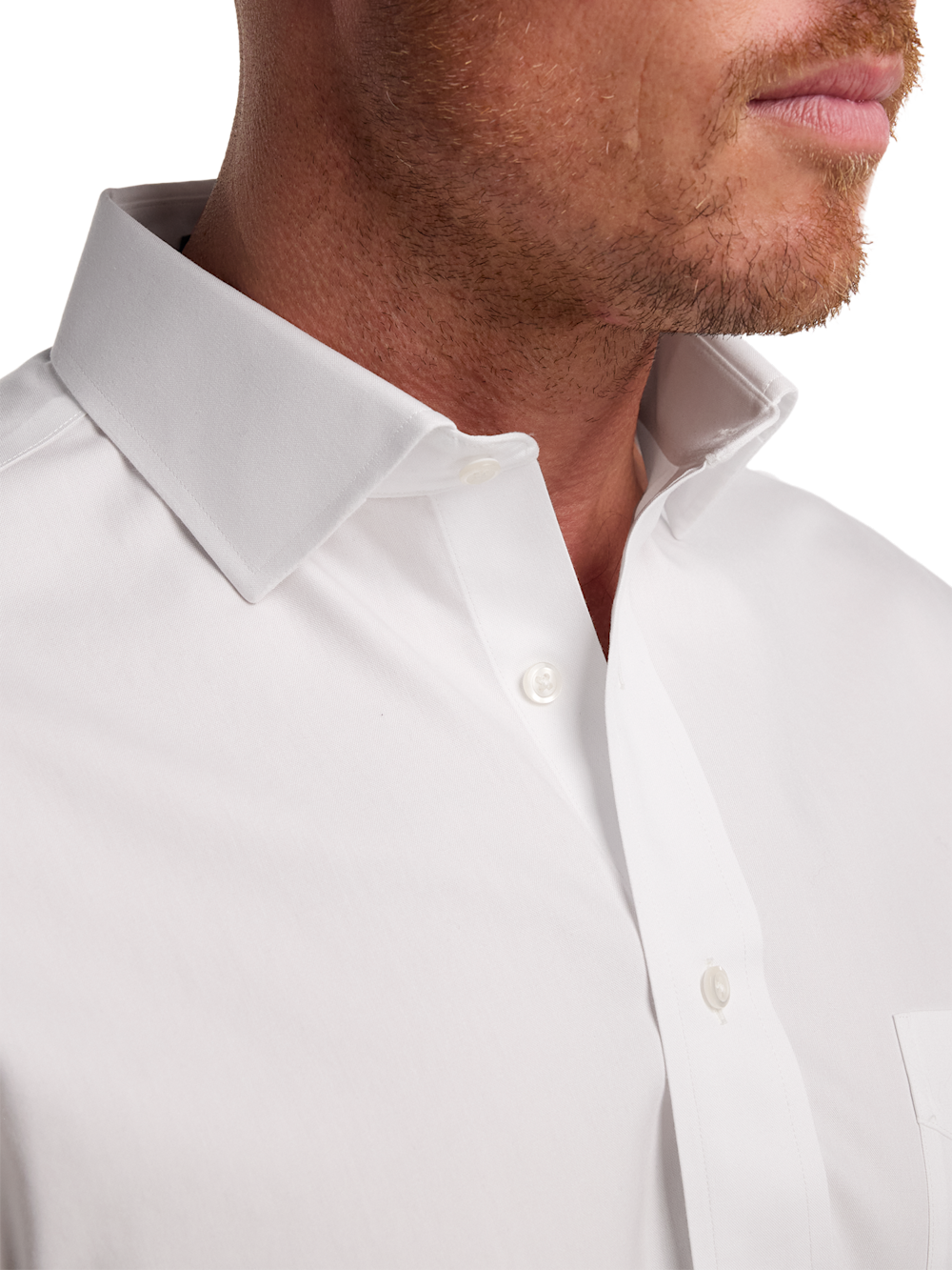 white polo dress shirt Non-Iron Cotton Pinpoint Solid Spread Collar Dress Shirt