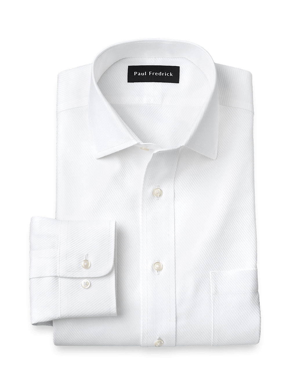 Product Image of Non-iron Cotton Twill Spread Collar Dress Shirt-White
